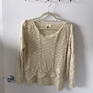 UO Gold shimmer crop sweater with open back